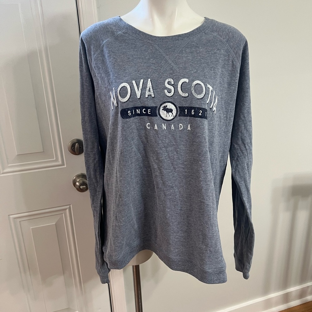 Blue Nova Scotia Canada Relaxed Long Sleeve Sweatshirt